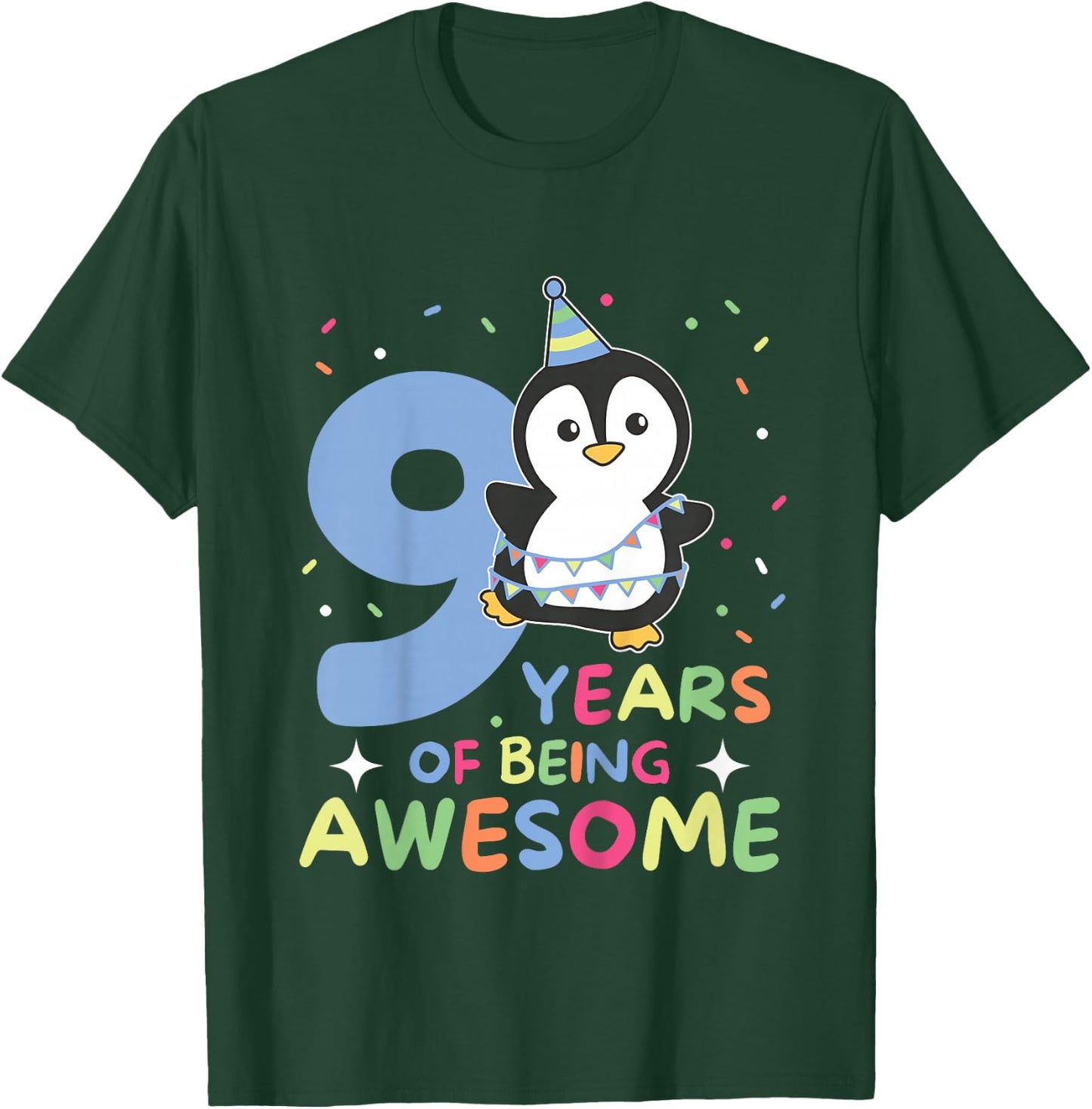 9th Birthday Penguin For Children Nine Years Old T-Shirt - T-Shirt | Forest