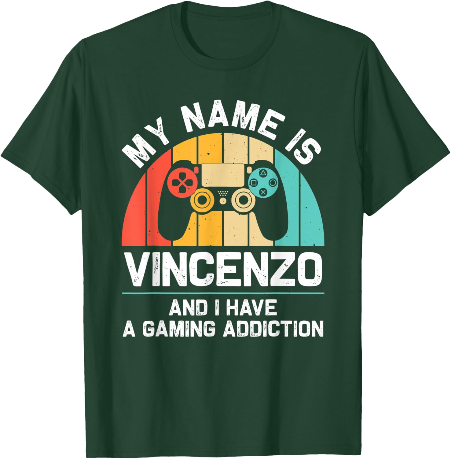 VINCENZO Gift Name Personalized Funny Gaming Geek Birthday T-Shirt - T-Shirt | Forest