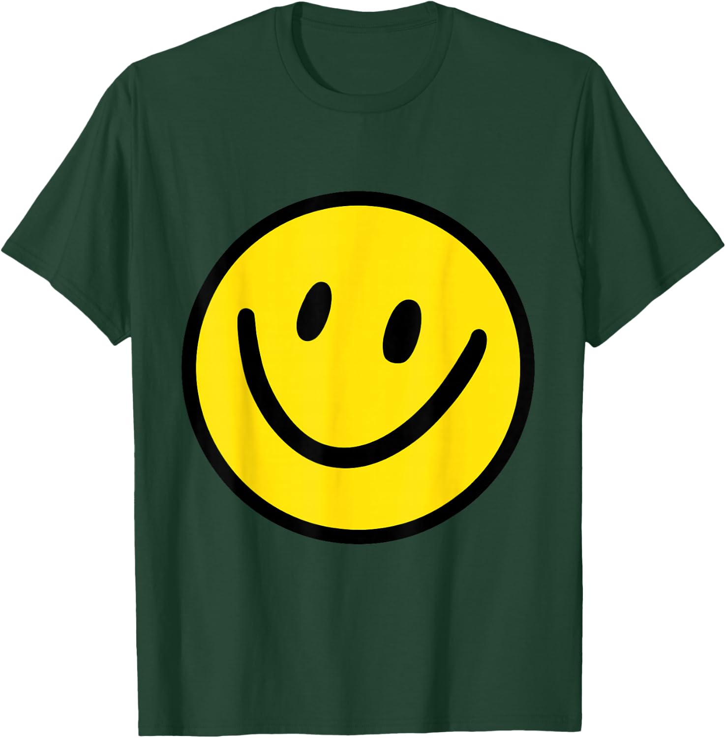 Happy Face Yellow Smile Emoticon , black T-Shirt - T-Shirt | Forest