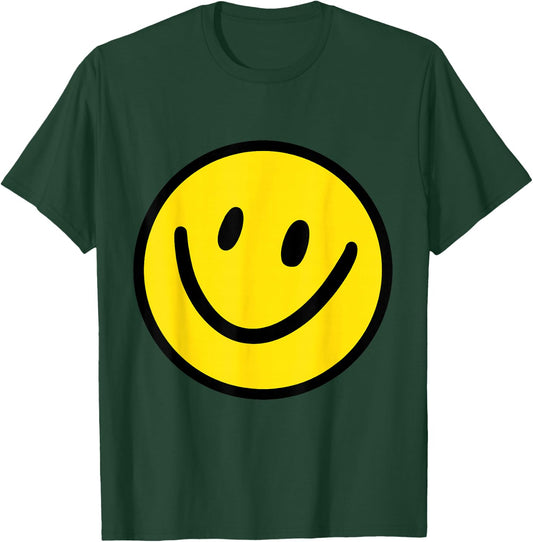 Happy Face Yellow Smile Emoticon , black T-Shirt - T-Shirt | Forest