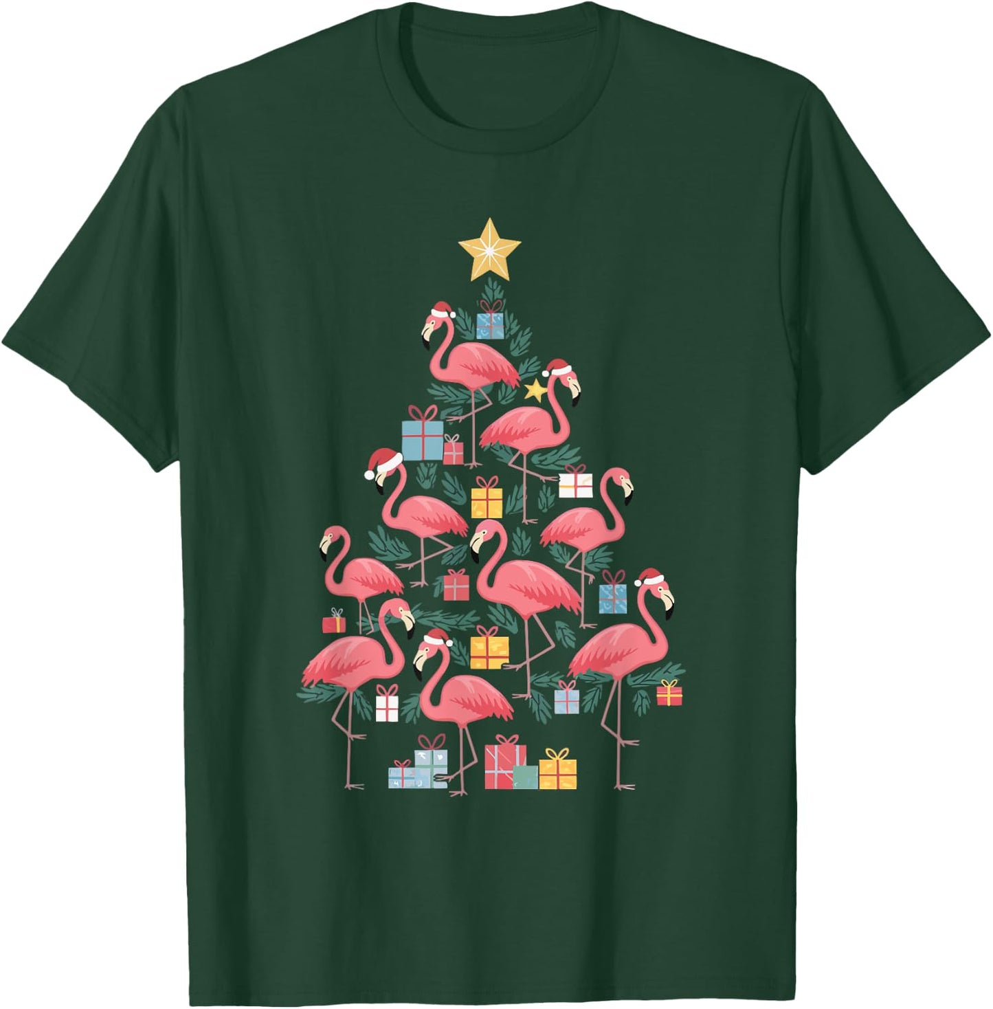 Flamingo Christmas Tree T-Shirt - T-Shirt | Forest