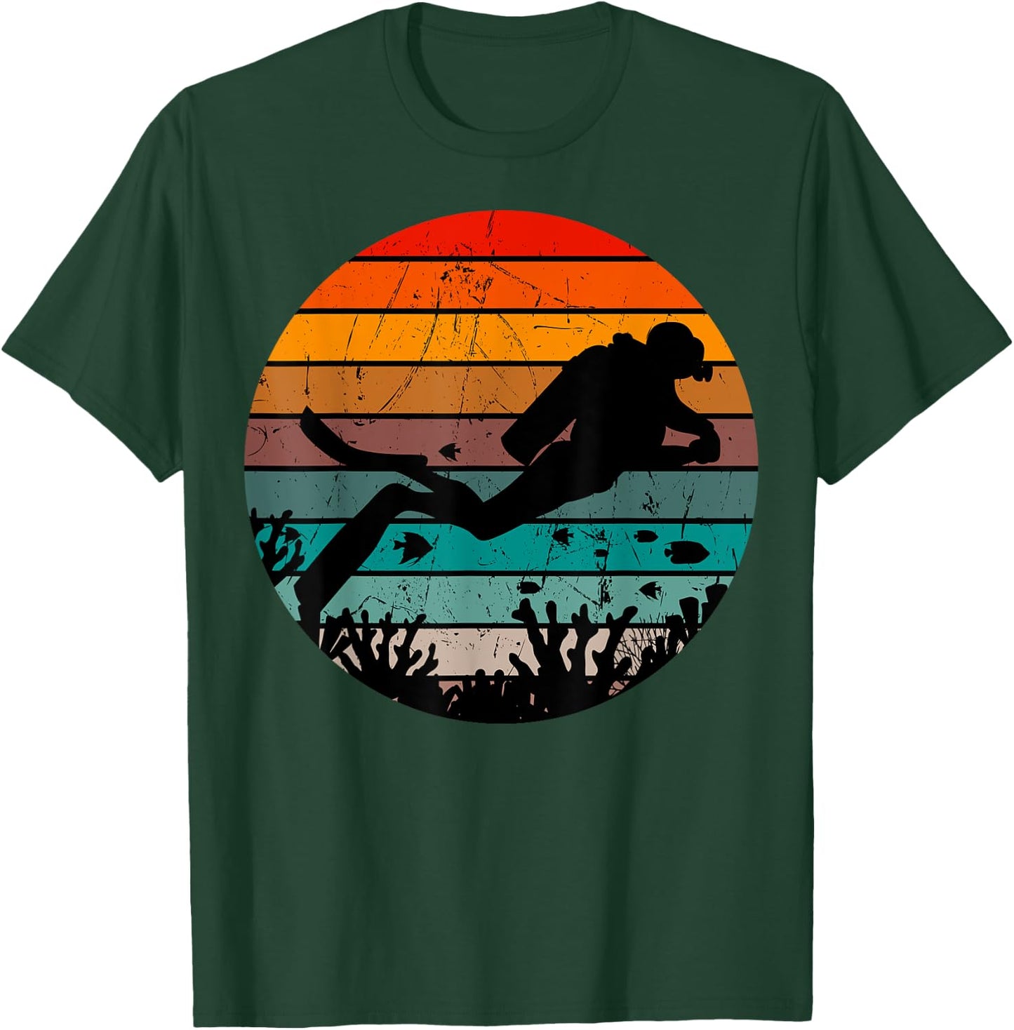 Scuba Diving Retro Vintage Diver Underwater Dive Deep-Sea T-Shirt - T-Shirt | Forest