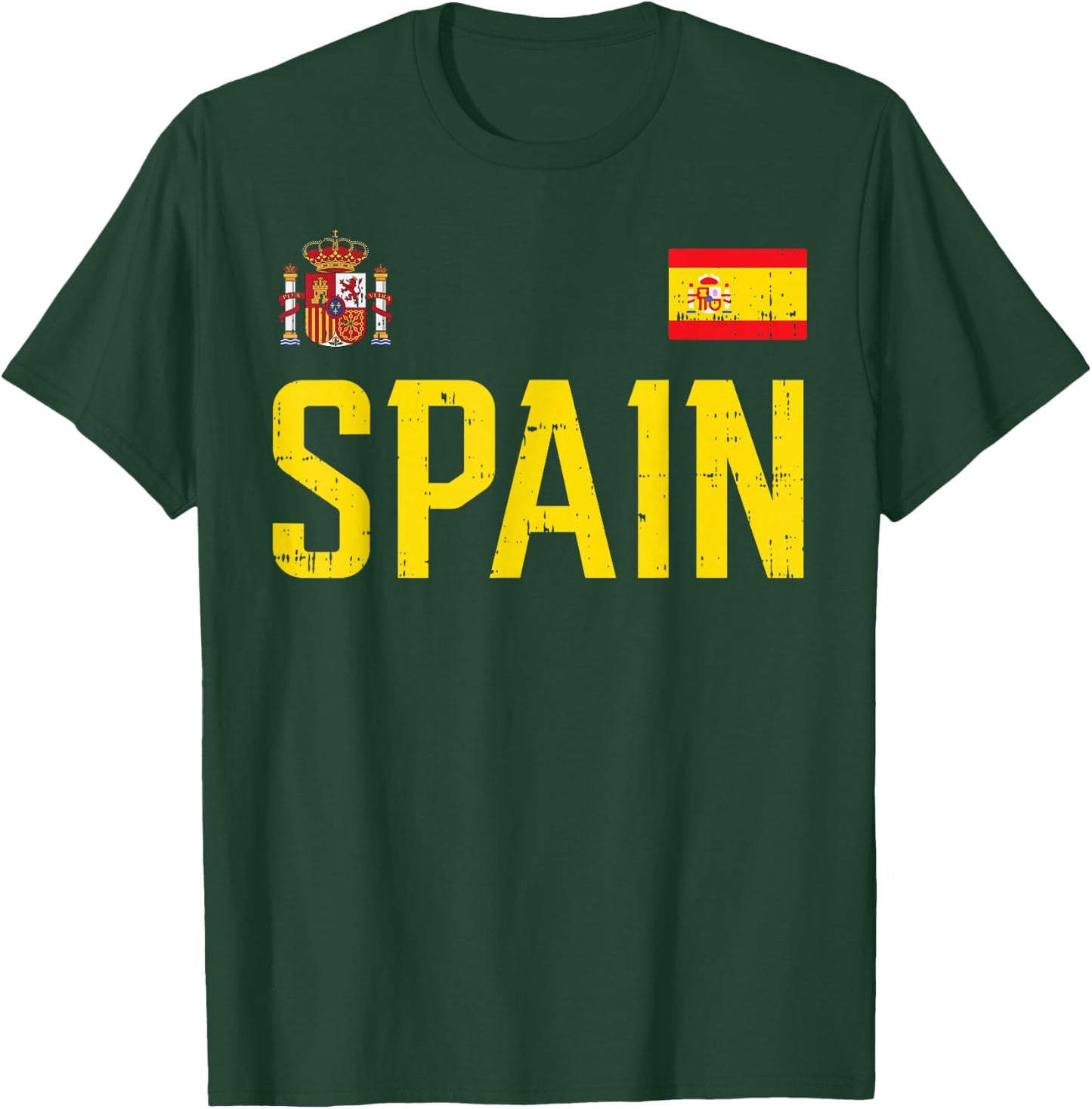 Spain Flag Espana Football Soccer Fan Men Women Kids T-Shirt - T-Shirt | Forest