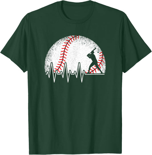 Baseball Heartbeat Baseball Player Ball Women Men Kids , black T-Shirt - T-Shirt | Forest
