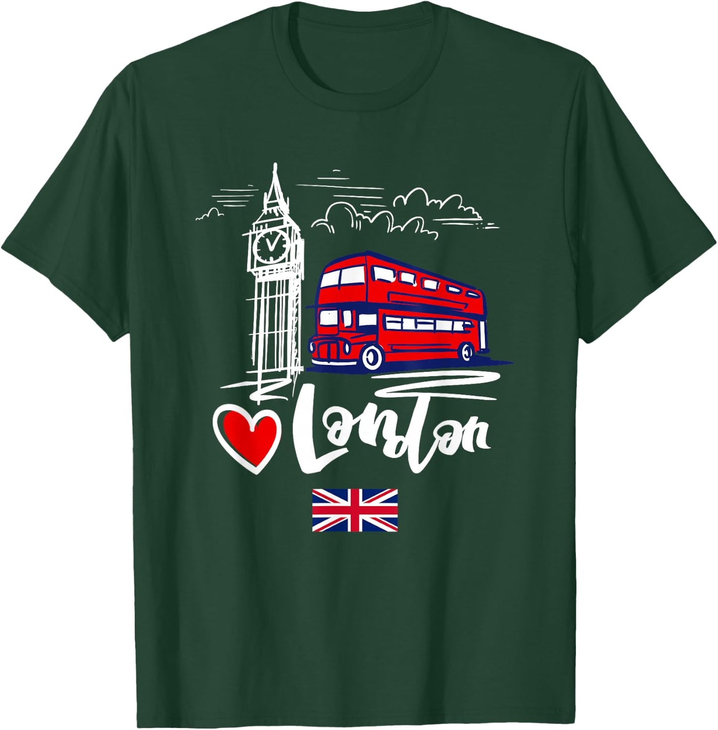 I Love London UK Graphic Design London T-Shirt - T-Shirt | Forest