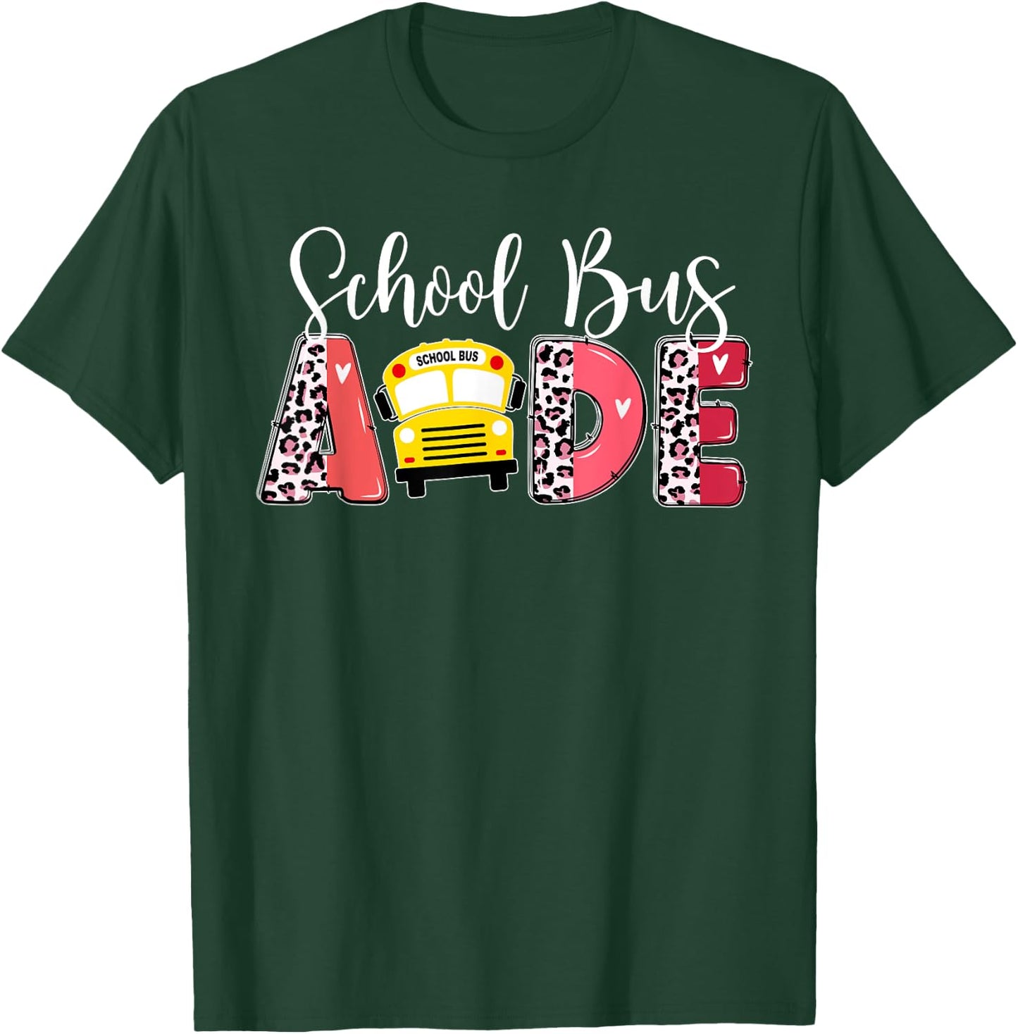 School Bus Aide Leopard Bus Aide T-Shirt - T-Shirt | Forest