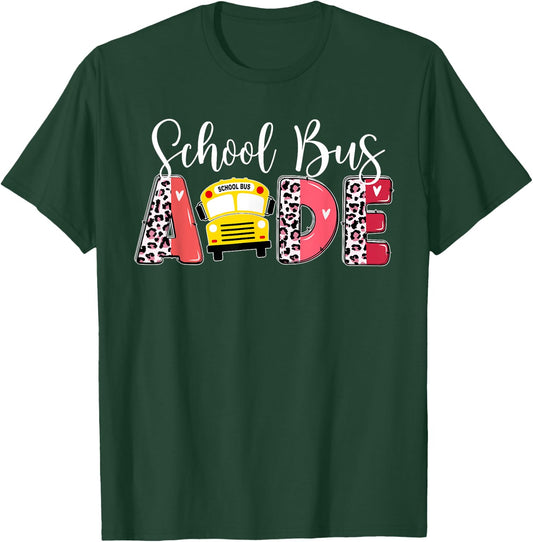 School Bus Aide Leopard Bus Aide T-Shirt - T-Shirt | Forest