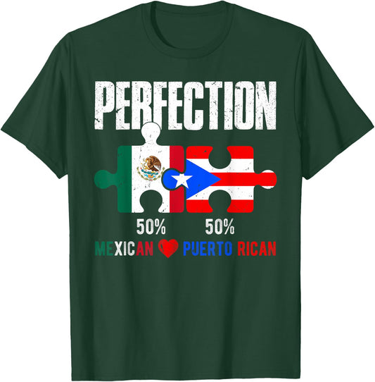 Mexirican Half Puerto Rican Half Mexican Hispanic Heritage T-Shirt - T-Shirt | Forest