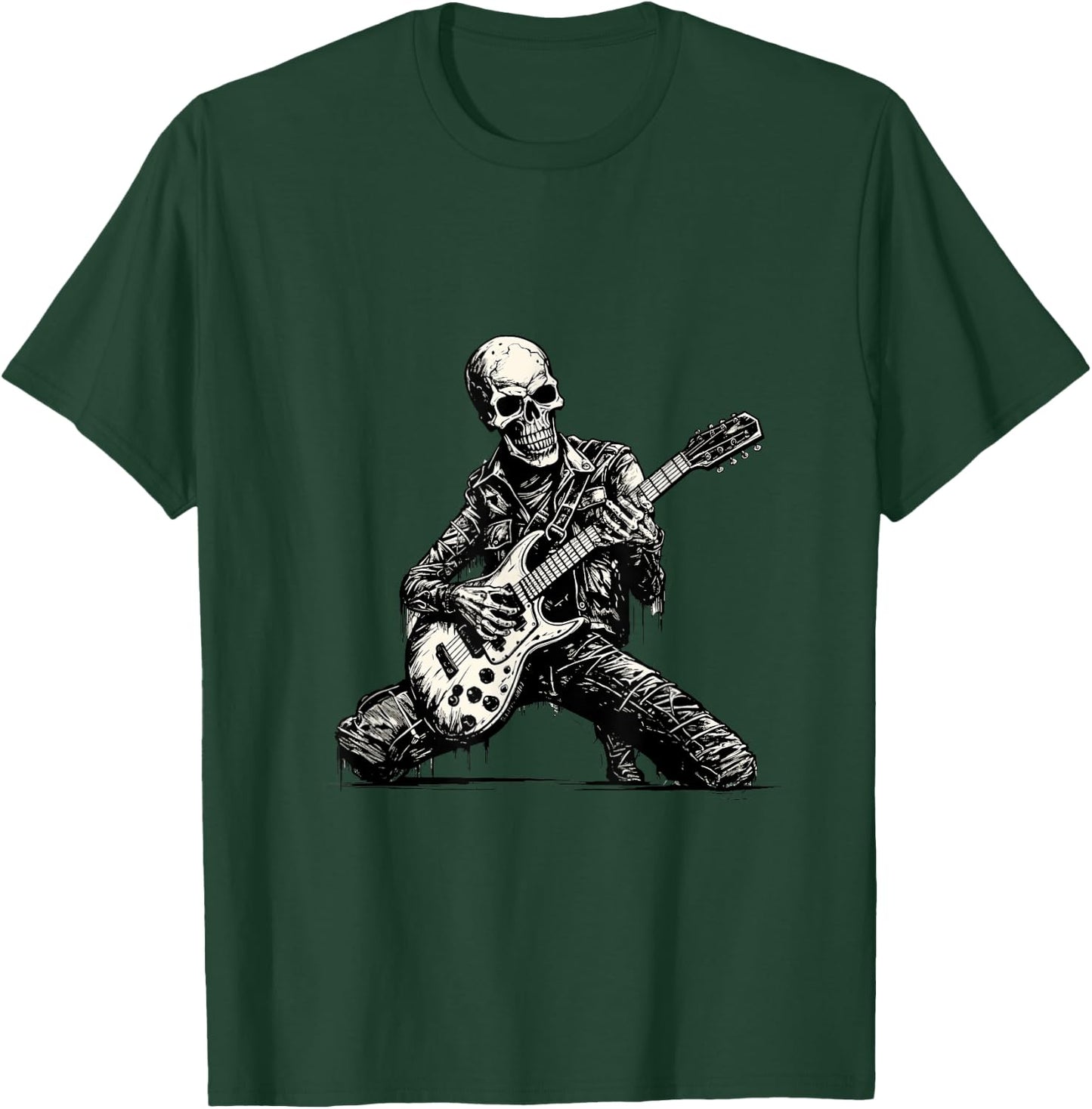 Skeleton Guitarist Skull Musician Guitar Rock Music T-Shirt - T-Shirt | Forest