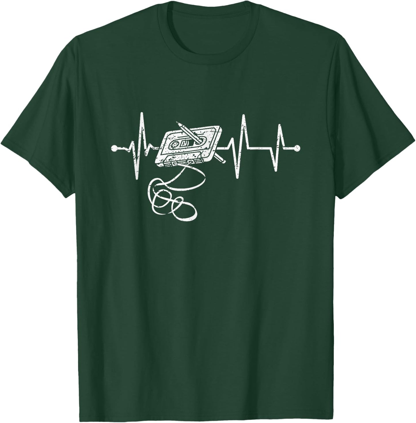 Retro Music Cassette Heartbeat Vintage Mixtape , black T-Shirt - T-Shirt | Forest