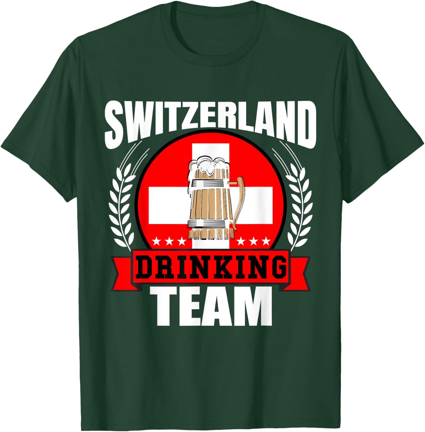 Switzerland Drinking Team Funny Swiss Flag Beer Party Gift T-Shirt - T-Shirt | Forest