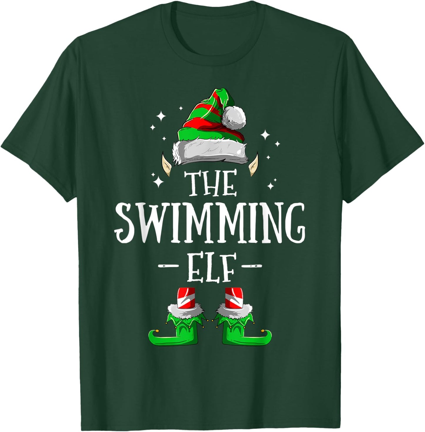 The Swimming Elf Matching Family Group Christmas Pajama T-Shirt - T-Shirt | Forest