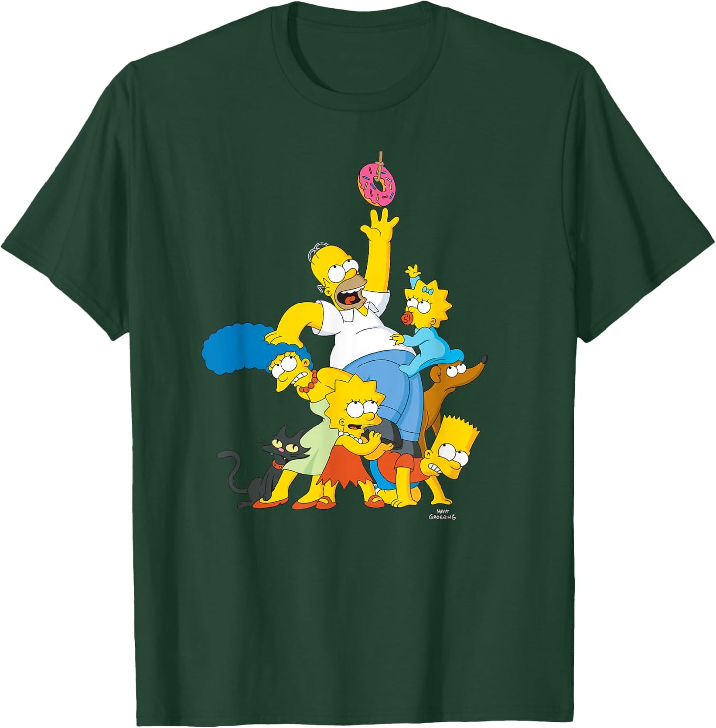 The Simpsons Family Donut Reach , black T-Shirt - T-Shirt | Forest