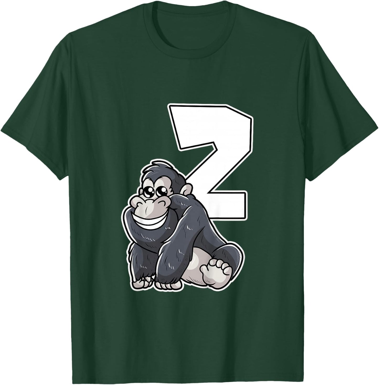 2nd Birthday Monkey 2 Year Old Gorilla T-Shirt - T-Shirt | Forest