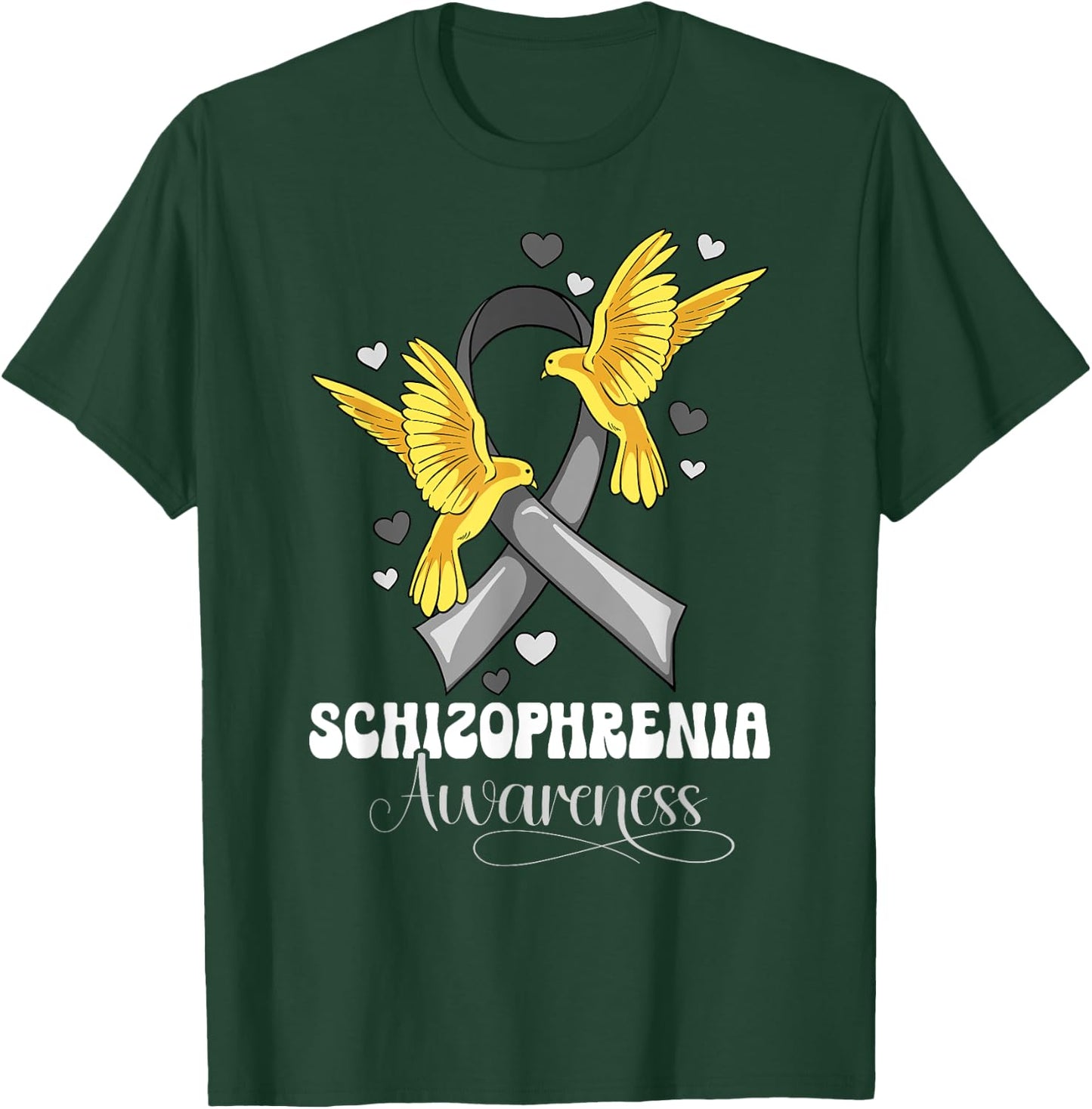 Schizophrenia Awareness - Kids' Black Modern Letter Print Short Sleeve T-Shirt - T-Shirt | Forest