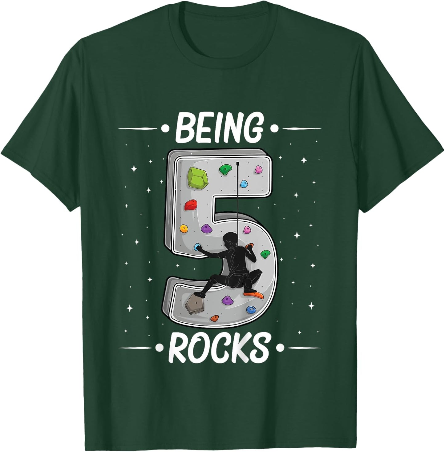 5 year old rock climbing 5th birthday Adventures Climber T-Shirt - T-Shirt | Forest