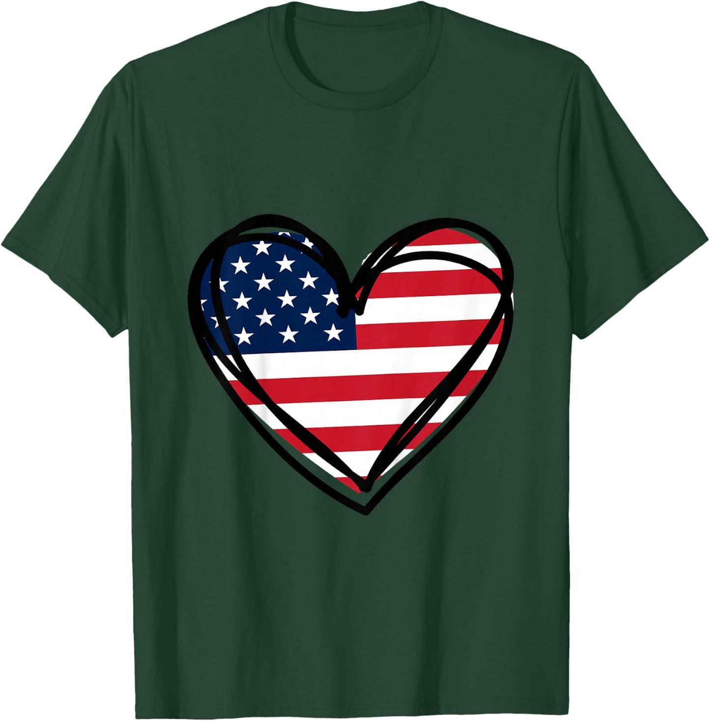 Girls 4th of July 4 Heart Flag US Independence Day Toddler T-Shirt - T-Shirt | Forest