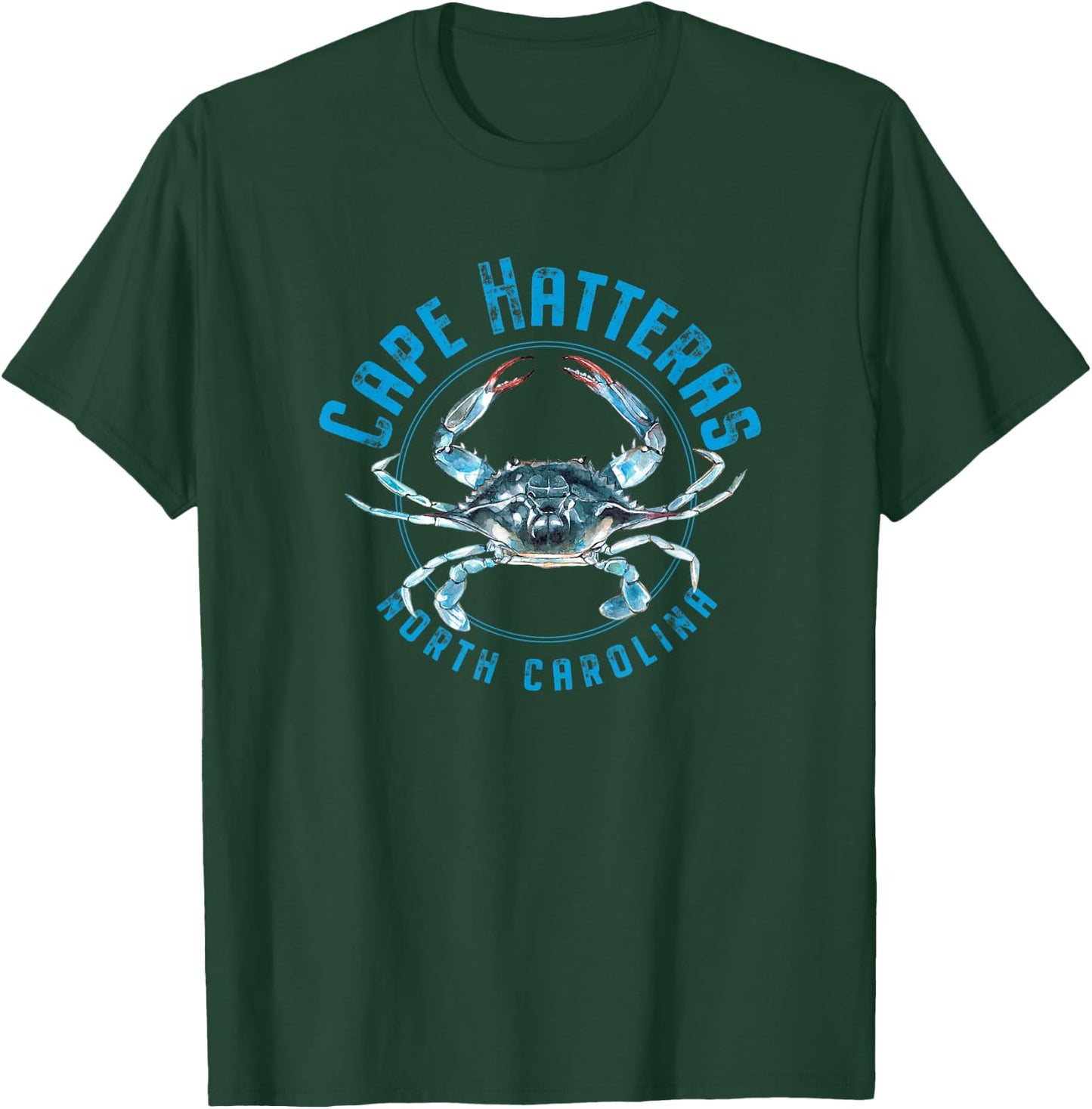 Cape Hatteras North Carolina Blue Crab Design T-Shirt - T-Shirt | Forest