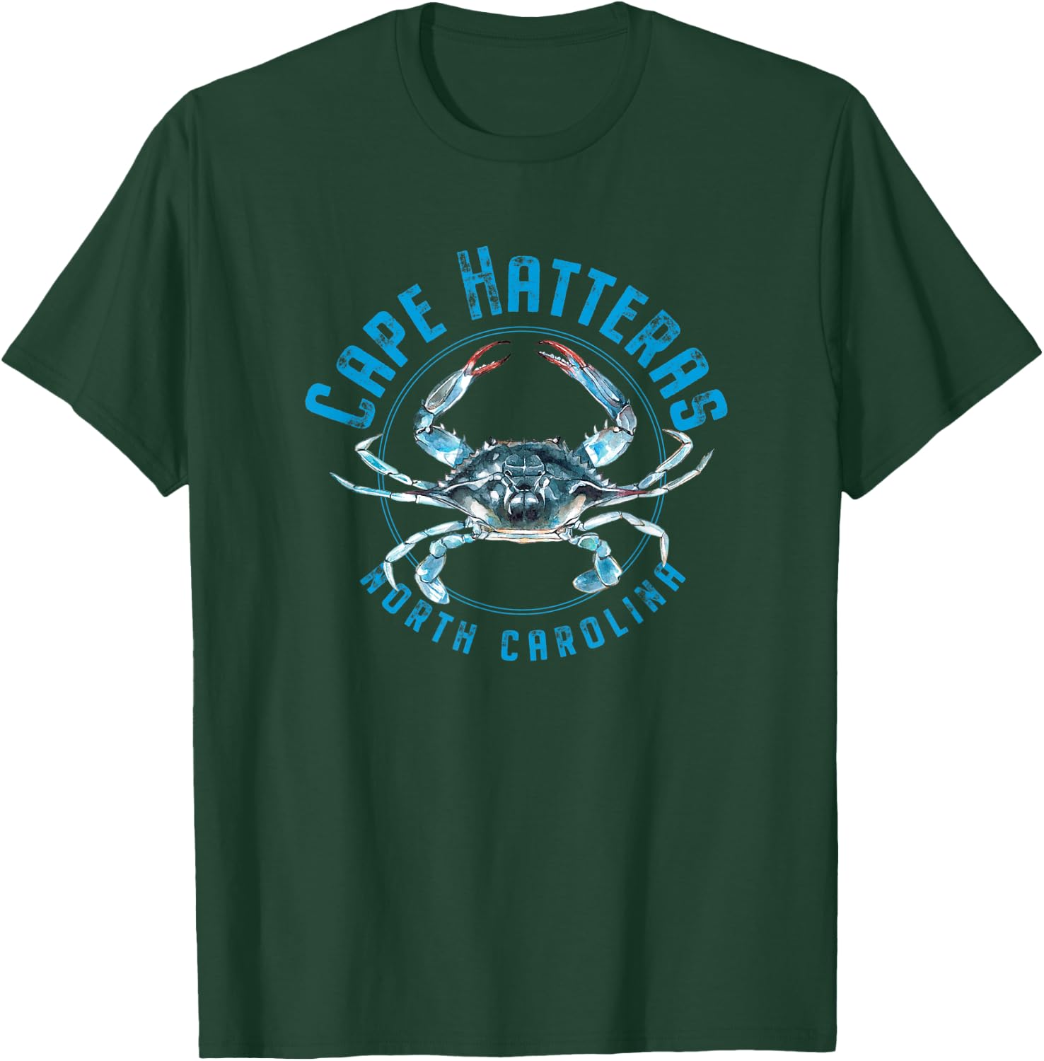 Cape Hatteras North Carolina Blue Crab Design T-Shirt - T-Shirt | Forest