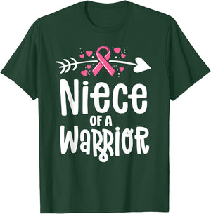Niece Of A Warrior Family Breast Cancer Shirts Pink Ribbon T-Shirt - T-Shirt | Forest