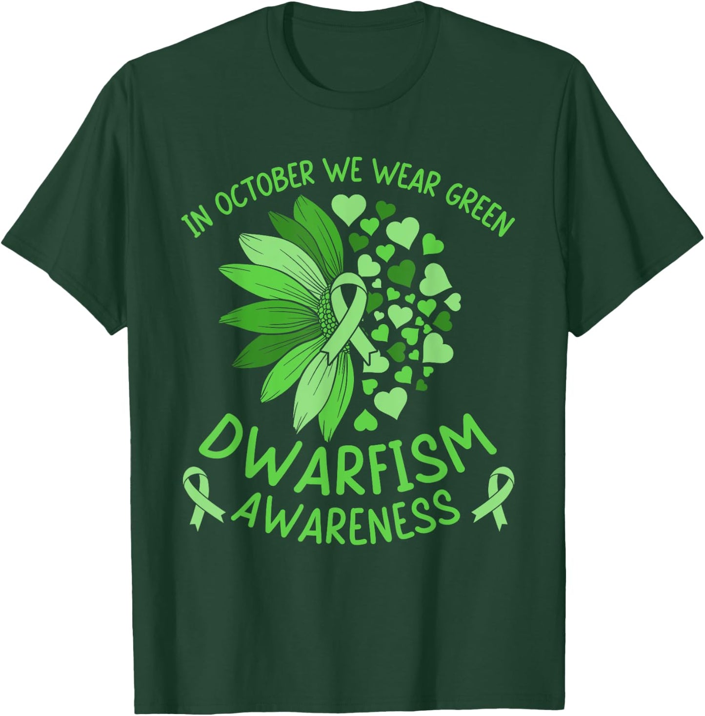 Dwarfism Awareness Ribbon Green Sunflower Support Squad T-Shirt - T-Shirt | Forest