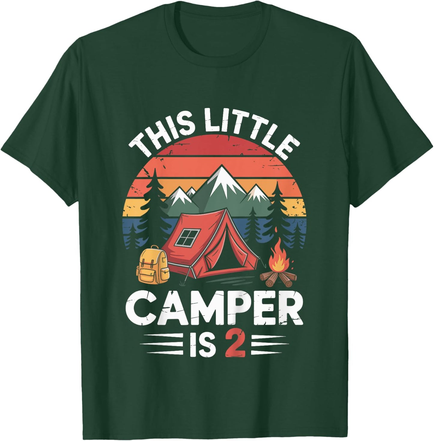 Kids This Little Camper is 2 Year Old Camping 2nd Birthday Party T-Shirt - T-Shirt | Forest