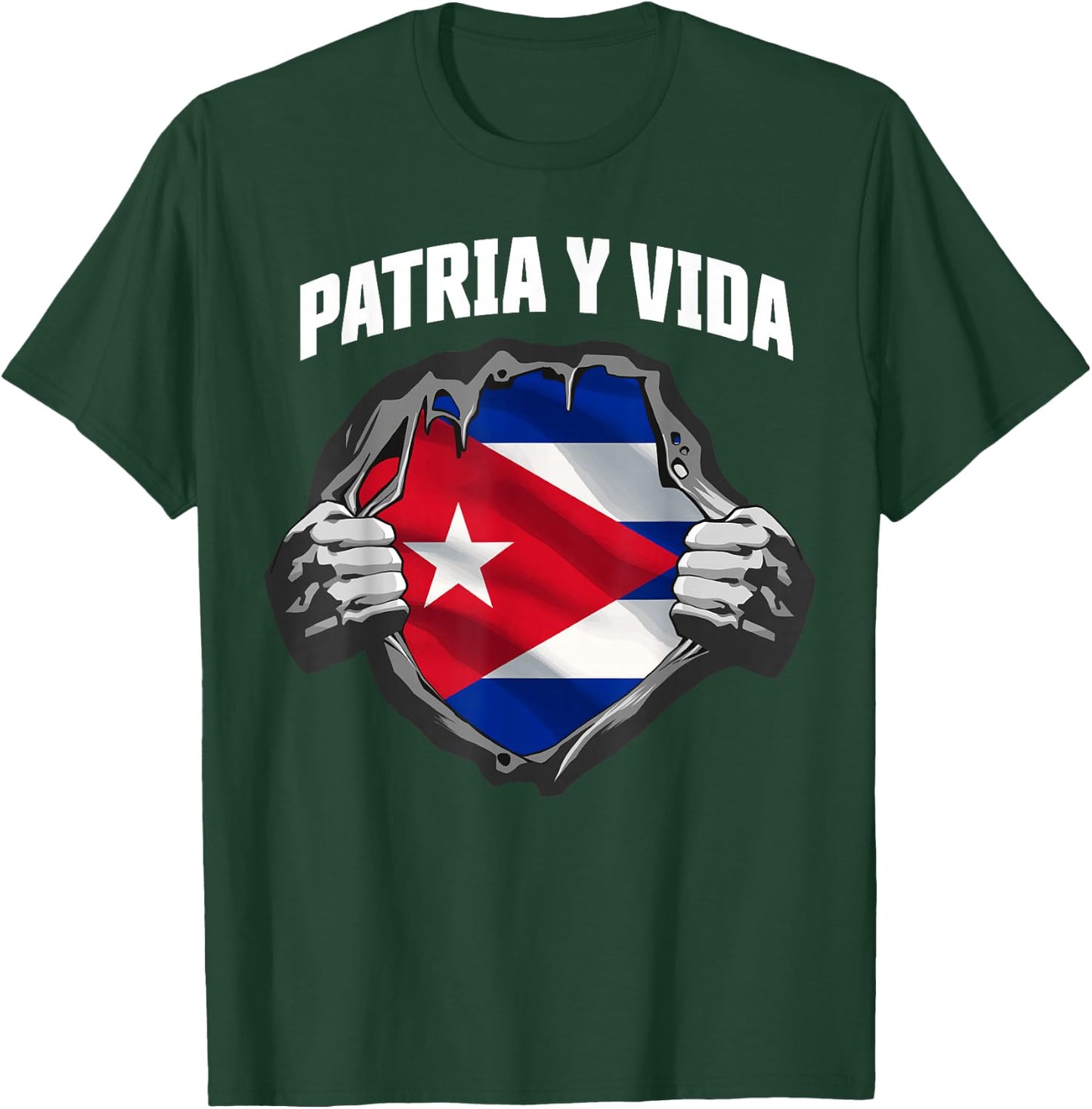 Patria Y Vida SOS Cuba Flag Free Cuba T-Shirt - T-Shirt | Forest