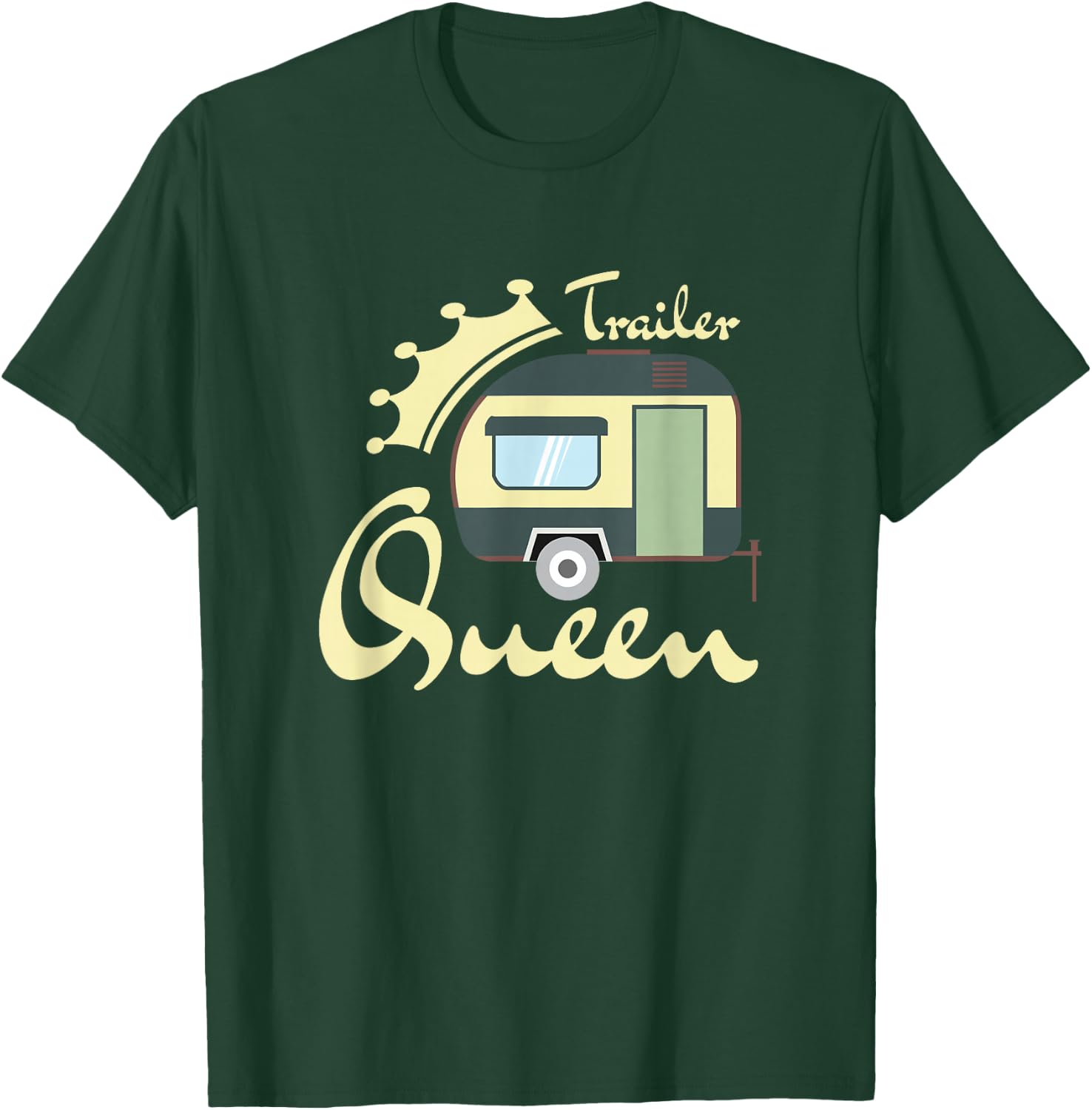 Trailer Queen Cute Vintage Retro Camper T-Shirt - T-Shirt | Forest