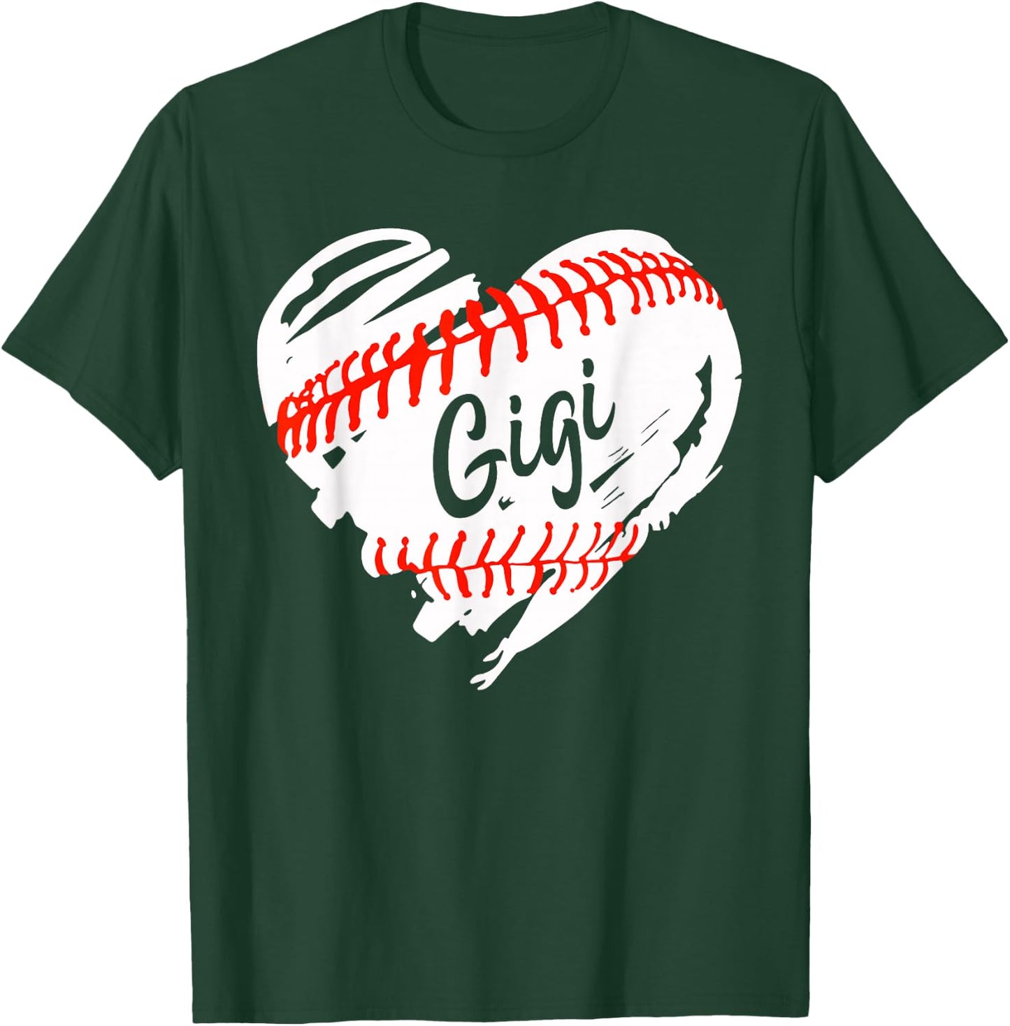 Baseball Heart Baseball Gigi Women Softball Mom Short T-Shirt - T-Shirt | Forest