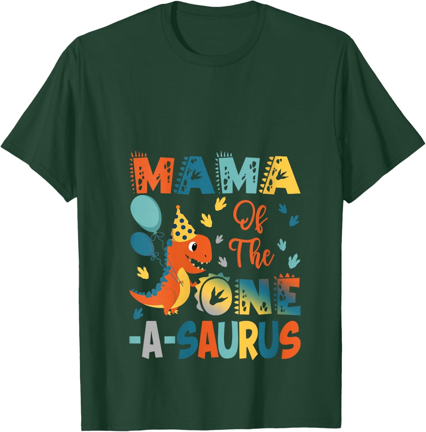 Mama Of The One-A-Saurus 2Nd Birthday Dinosaur Party V-Neck T-Shirt - T-Shirt | Forest