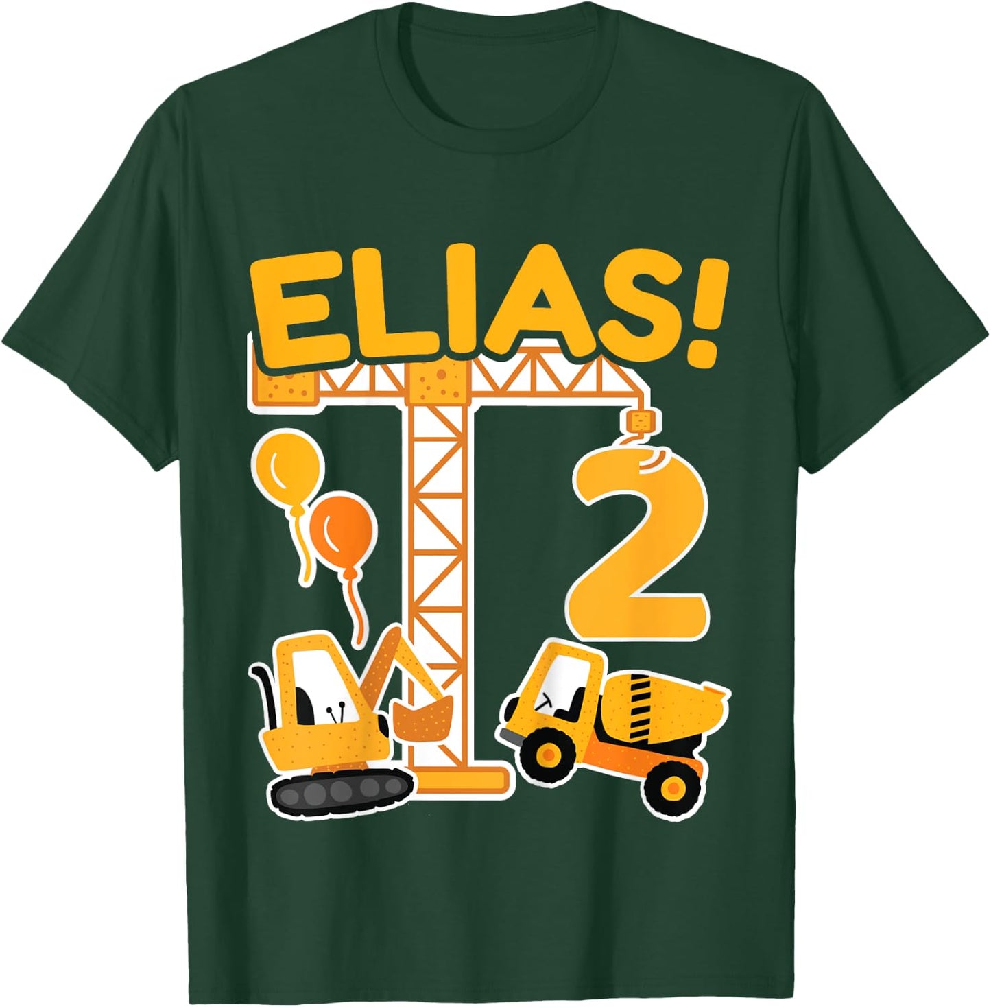 Kinder 2. Geburtstag Vorname Elias Bagger Deko Geschenk Jungen T-Shirt - T-Shirt | Forest