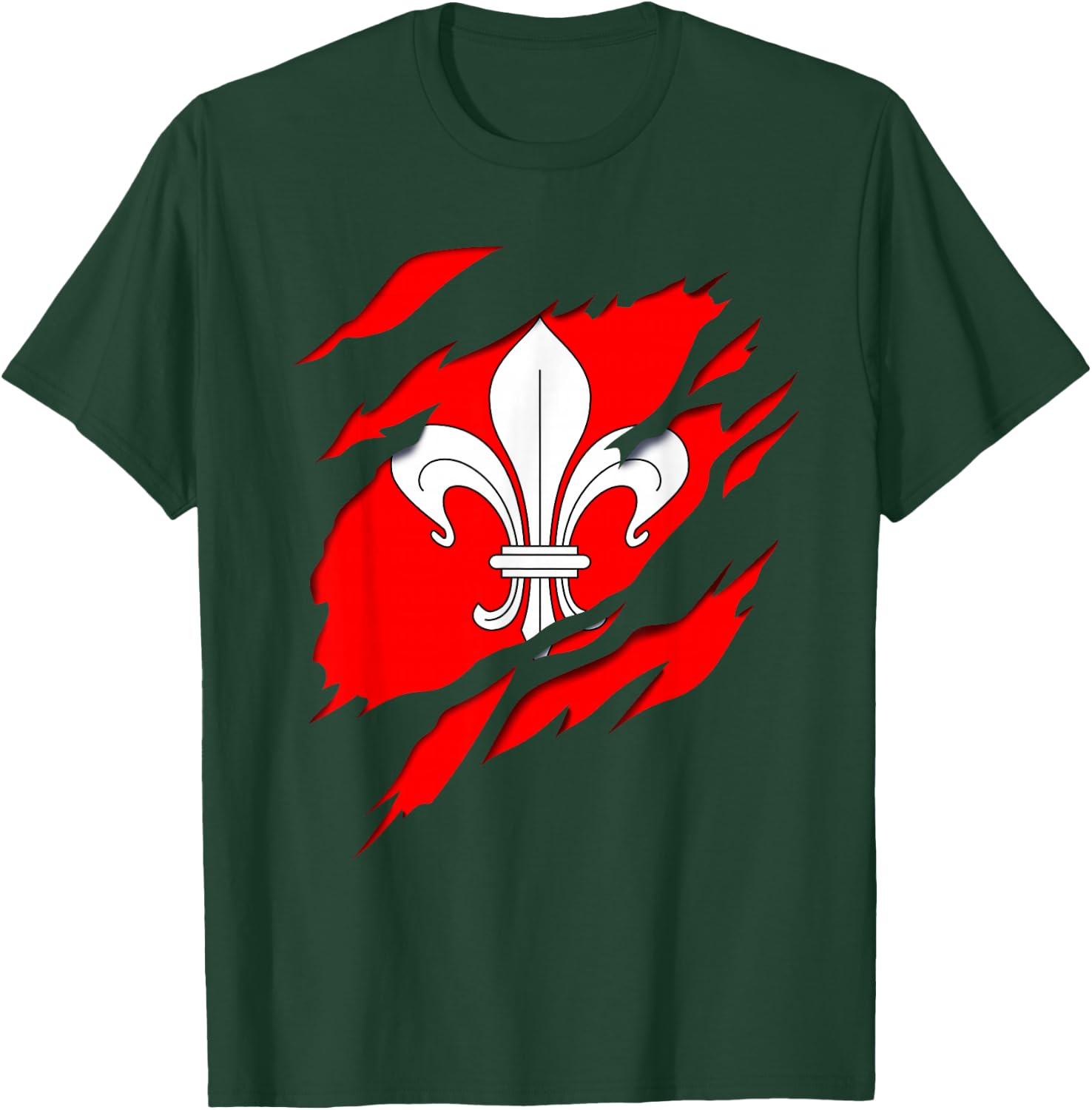 Flag Lille Coat of Arms torn with 3D effect. France T-Shirt - T-Shirt | Forest