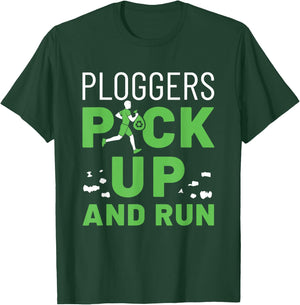 Plogging Ploggers Pick Up and Run Jogging Environment T-Shirt - T-Shirt | Forest