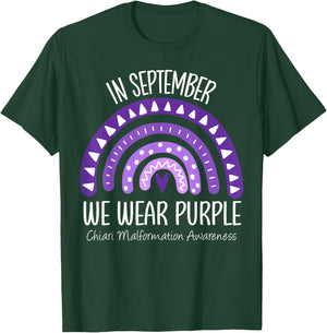 Rainbow September Wear Purple Chiari Malformation Awareness T-Shirt - T-Shirt | Forest
