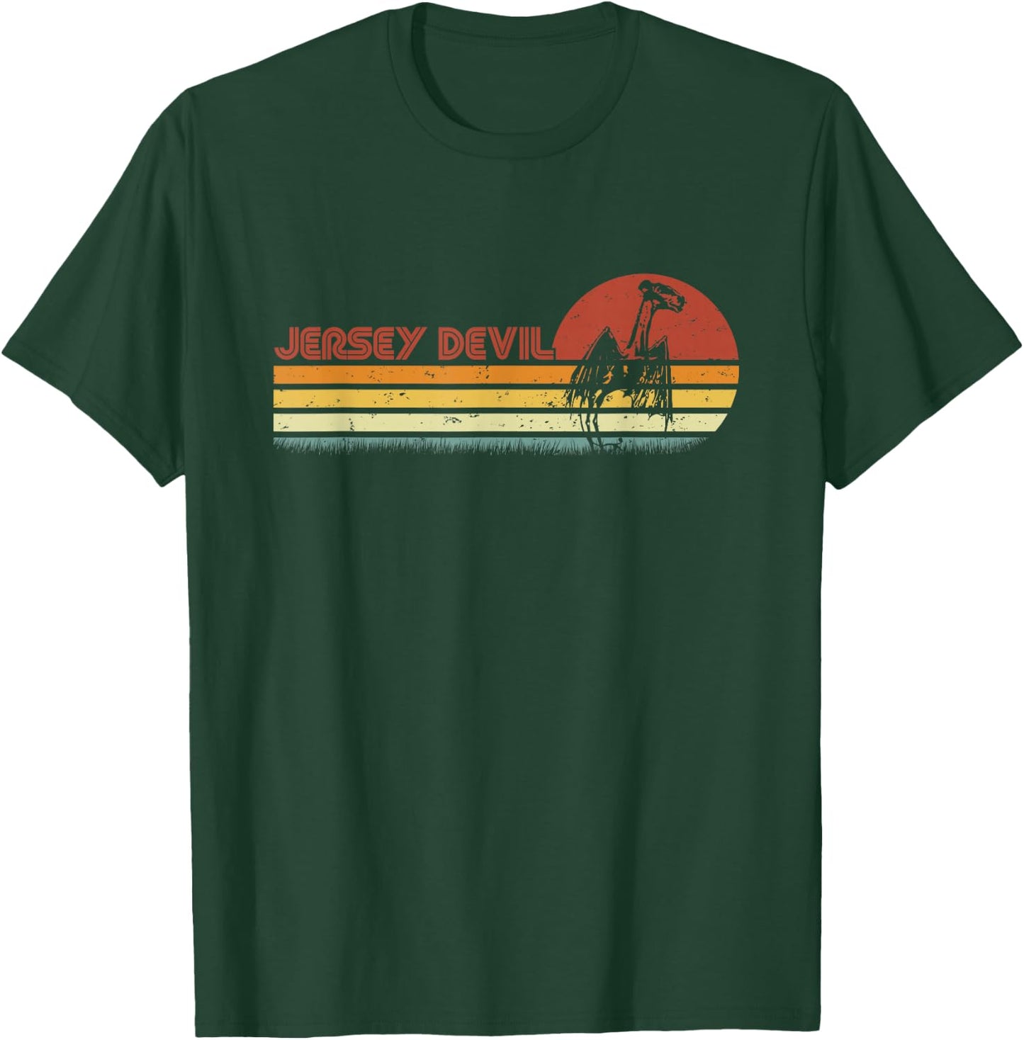 The Jersey Devil Retro Stripes - Vintage New Jersey Cryptid T-Shirt - T-Shirt | Forest