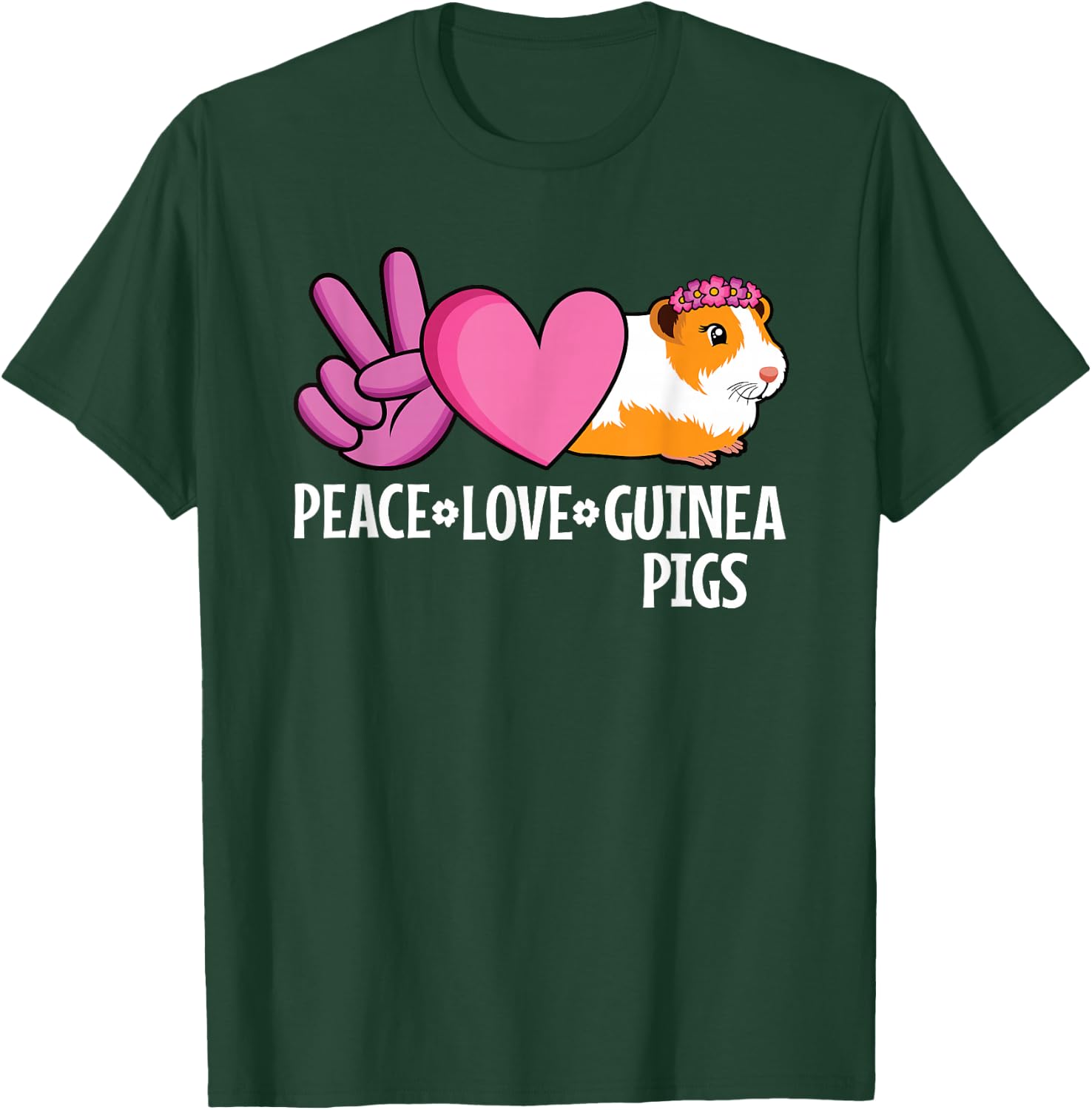 Peace Love Guinea Pigs Cute Guinea Pig Lover Women Girls T-Shirt - T-Shirt | Forest