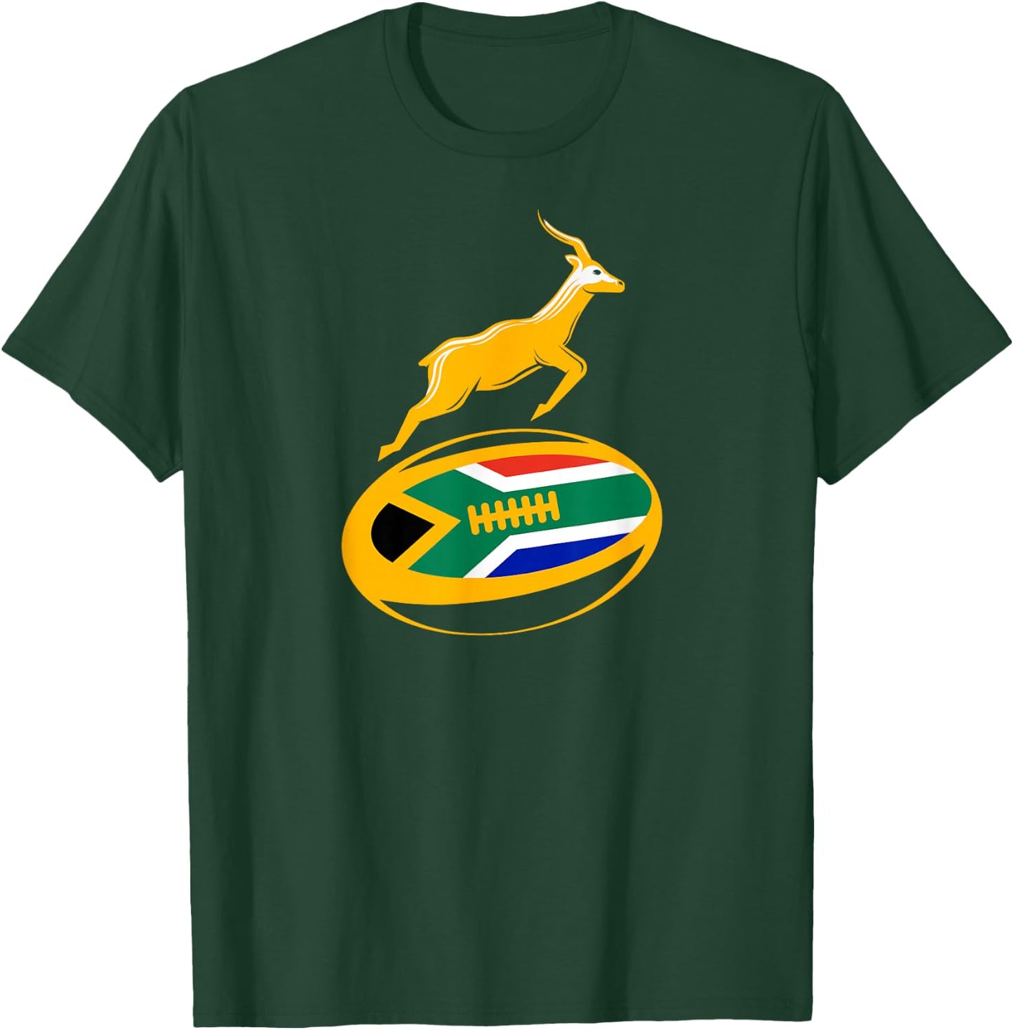 Springbok Rugbyball & Südafrikanische Flagge, Herren, Damen und Kinder T-Shirt - T-Shirt | Forest