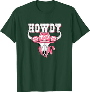 Howdy Western Country Cowgirl Rodeo Women Girls T-Shirt - T-Shirt | Forest