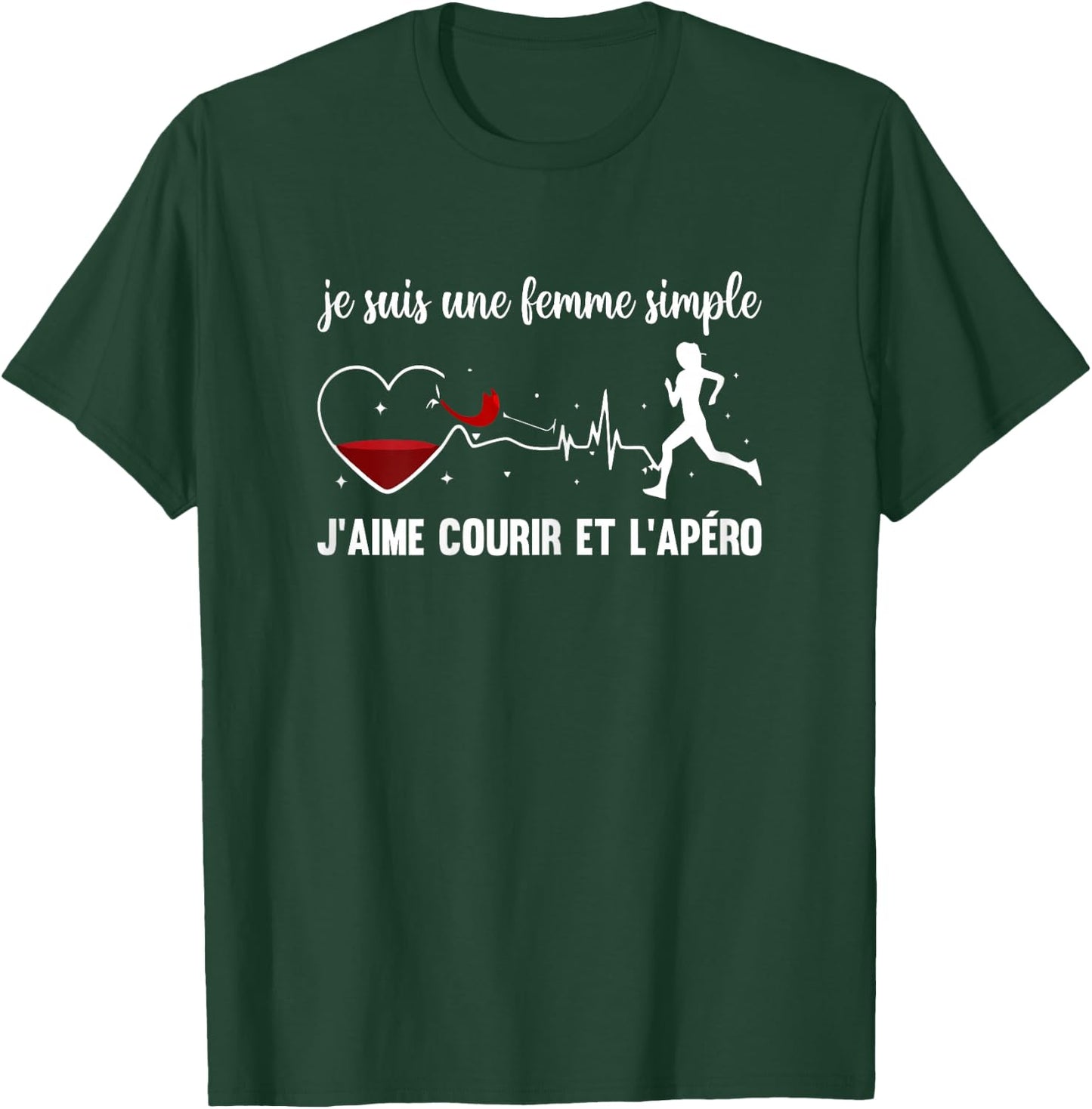 Women's Simple Gift Humor Running And Apero Sport Athletics , Black, Female X-Small T-Shirt - T-Shirt | Forest