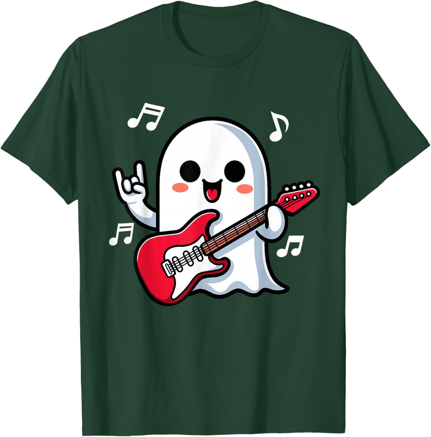 Spooky Ghost Electric Guitar Rock And Roll Boys T-Shirt - T-Shirt | Forest