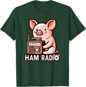 Ham Radio Pig Lover Geek CW Operator T-Shirt - T-Shirt | Forest