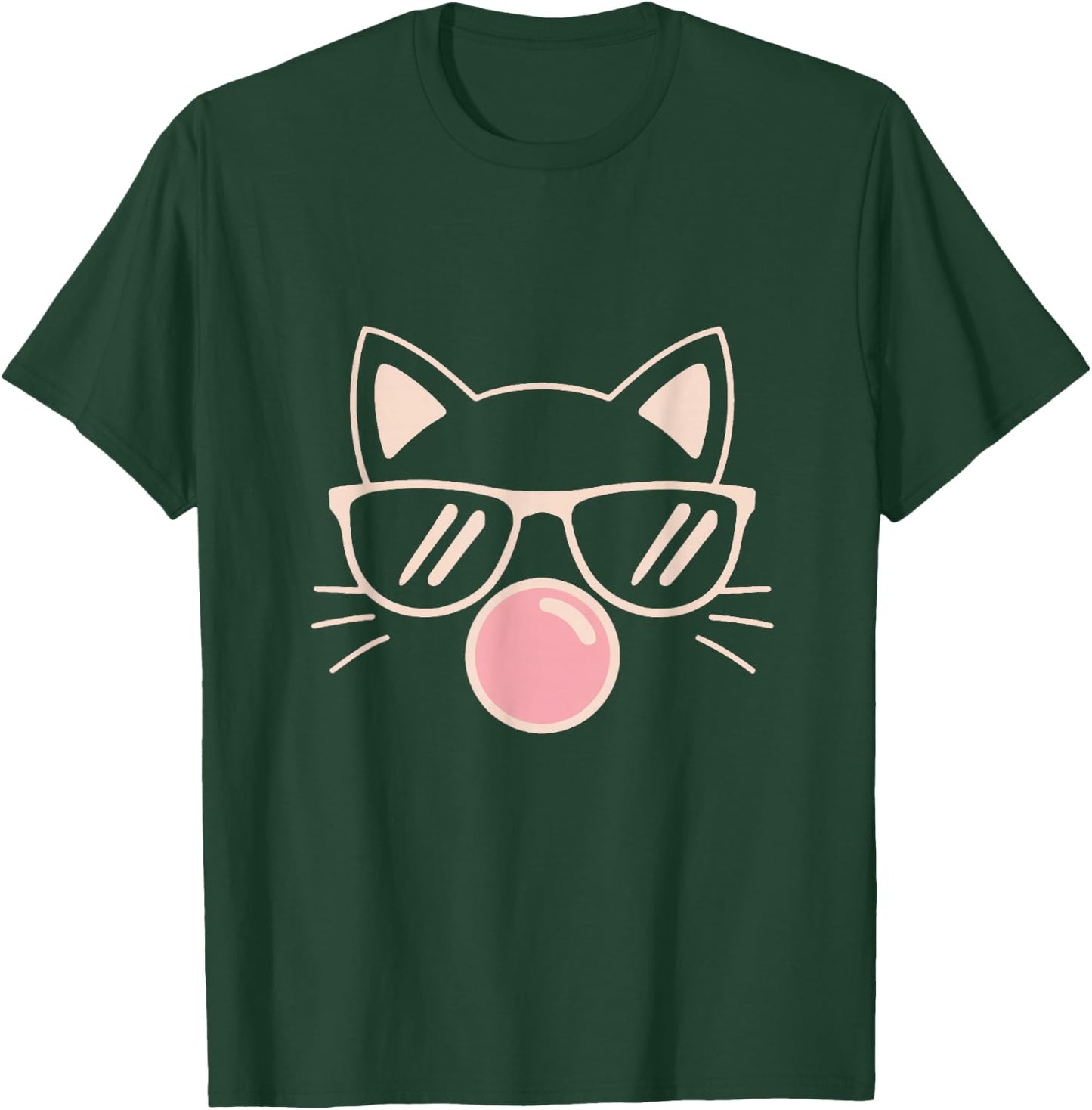 Cute Cat Graphic Bubble Gum Cat Lover Cat Mom Cat Dad T-Shirt - T-Shirt | Forest