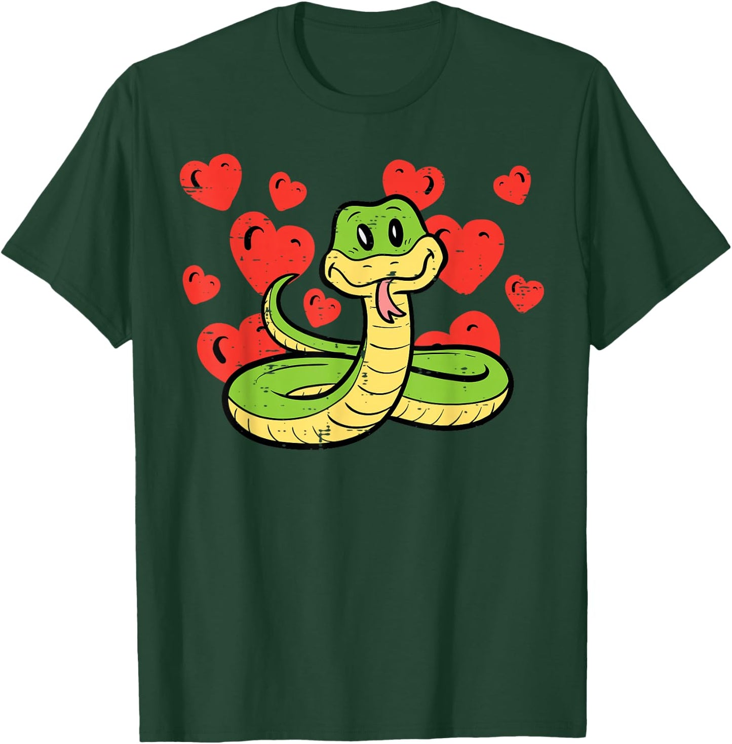 Valentines Day Snake Hearts Funny Animal Men Women Kids T-Shirt - T-Shirt | Forest