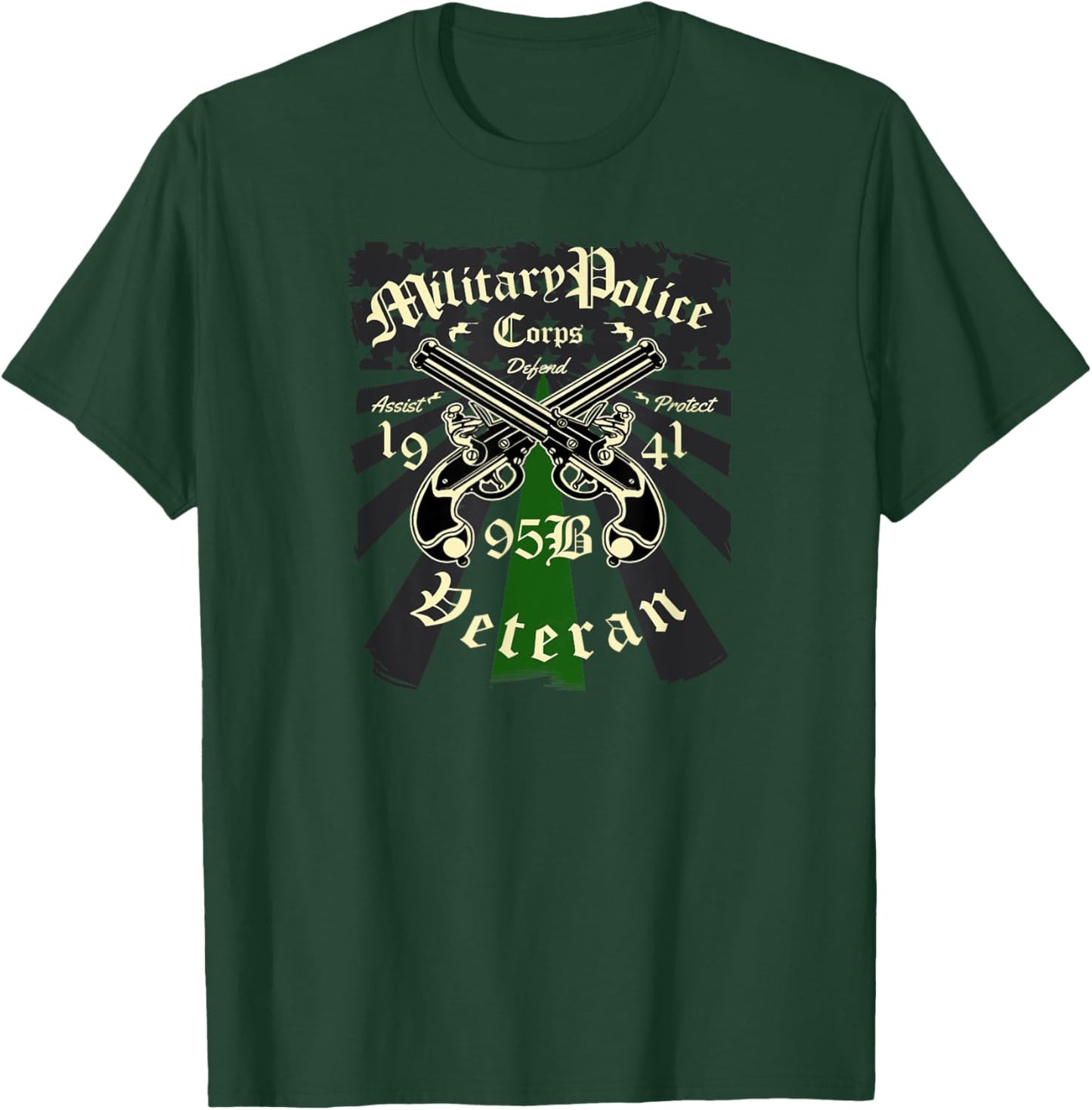 95B Military Police Veteran Thin Green Line T-Shirt - T-Shirt | Forest