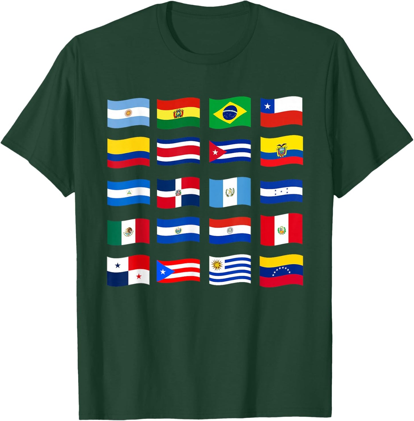Hispanic Heritage Month National Latino Countries Flags T-Shirt - T-Shirt | Forest