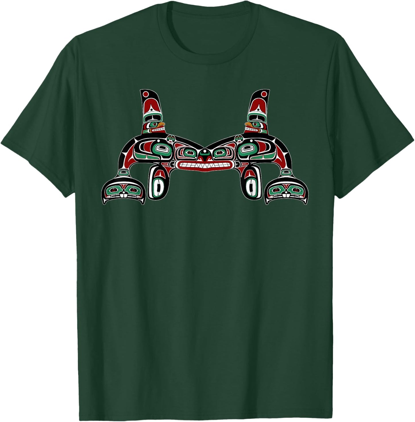 Alaska Native American Style Orca Tlingit Haida Indigenous T-Shirt - T-Shirt | Forest