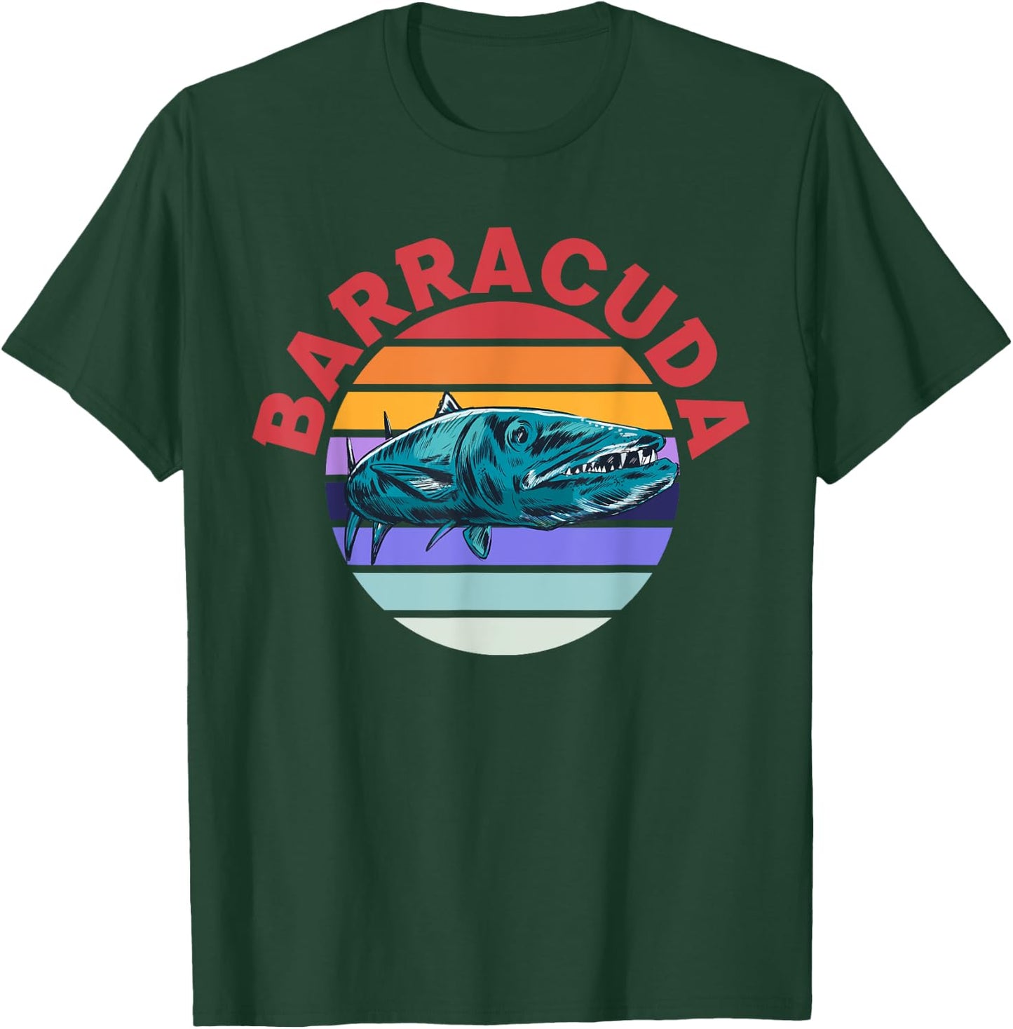 Great Barracuda Cuda Fishing Wildlife Saltwater Fish Art T-Shirt - T-Shirt | Forest