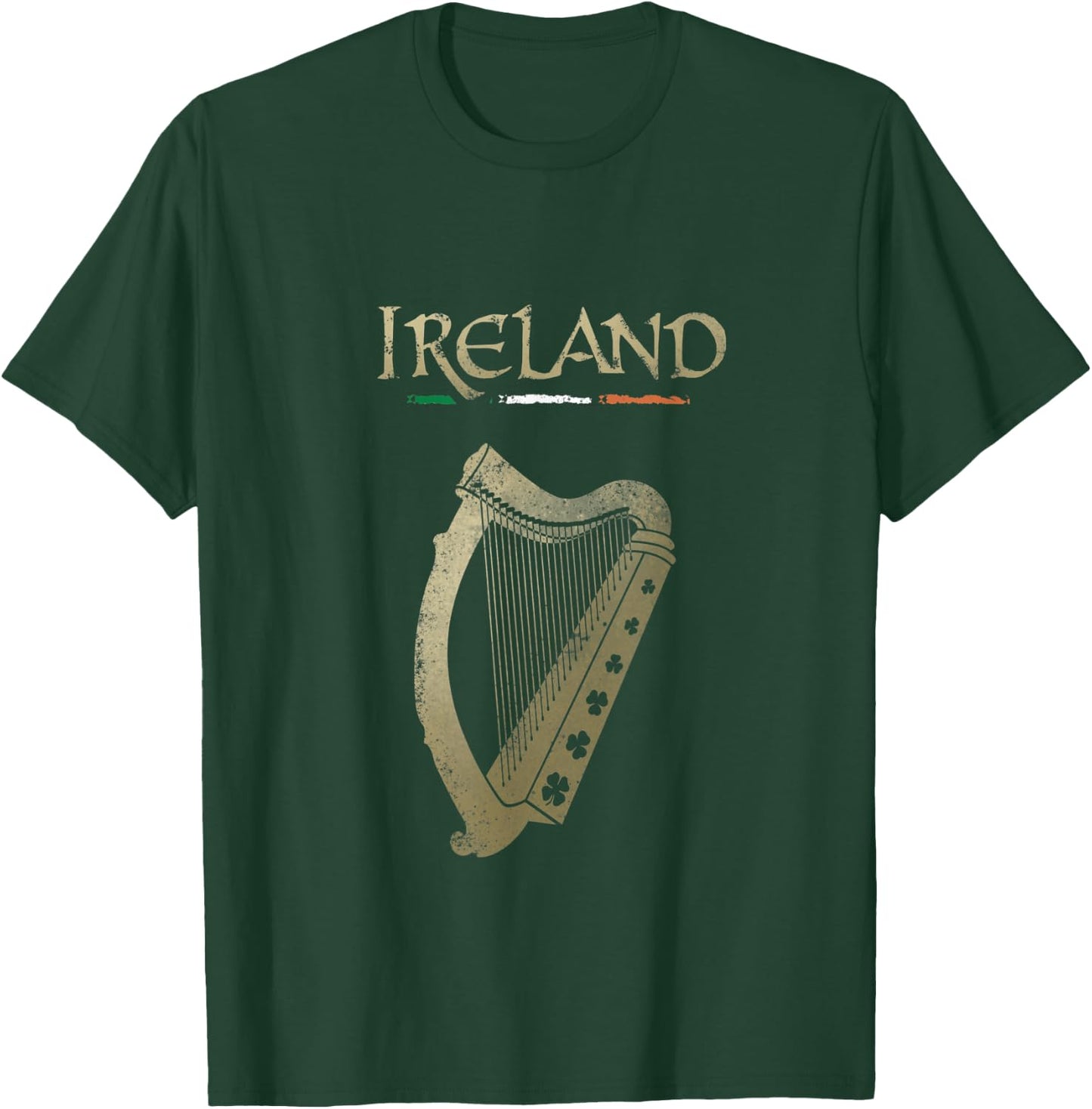 VinagreShop Irland-Flagge und Harfe mit Klee Schwarz S EU 38-40 T-Shirt - T-Shirt | Forest