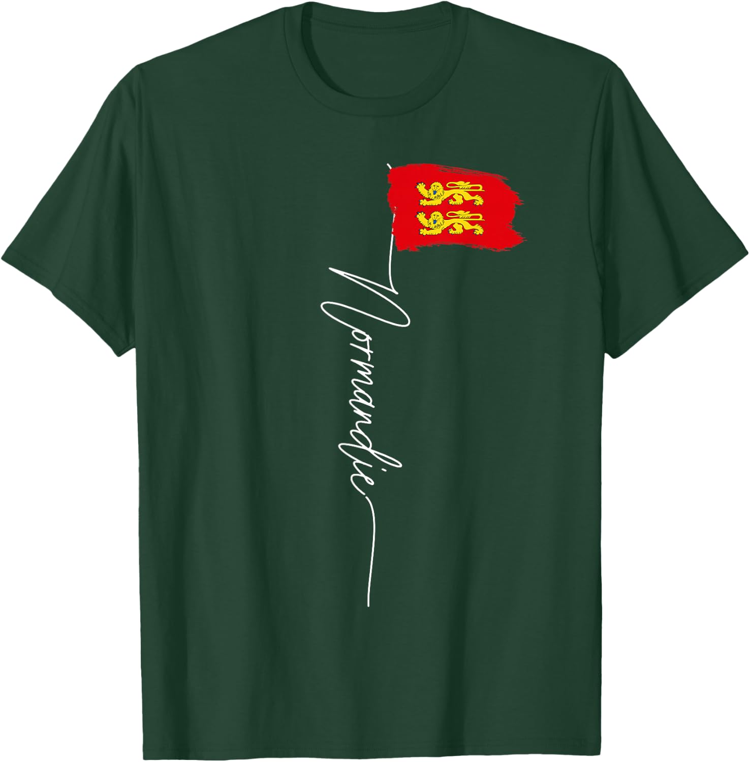 Normandy Lions Flag Yellow Man Woman Normandy France , Black T-Shirt - T-Shirt | Forest