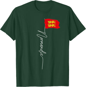 Normandy Lions Flag Yellow Man Woman Normandy France , Black T-Shirt - T-Shirt | Forest